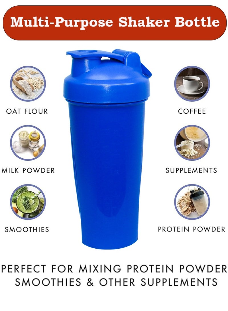 قطوب زجاجة شيكر للبروتين وللمساحيق والملاحق - 600 مل زجاجة بروتين مع مقياس مانعة للتسرب - مثالية لما قبل وبعد التمارين، مخفوق البروتين، نادي رياضي، اللياقة البدنية والرياضة - Image 3