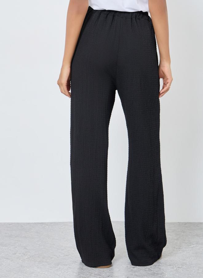 Take Two Textured Wide Leg Pants with Drawstring - Image 4