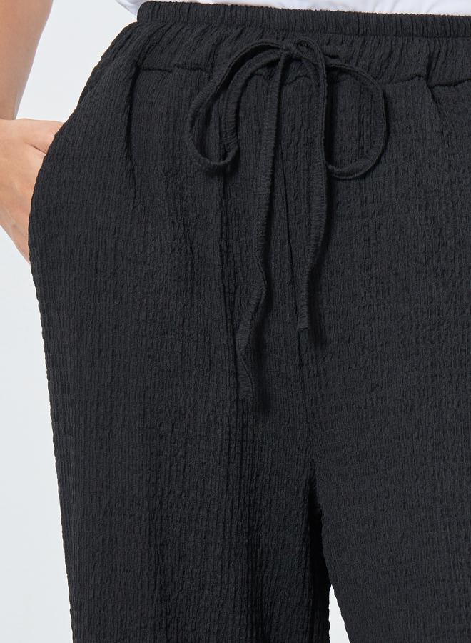 Take Two Textured Wide Leg Pants with Drawstring - Image 3
