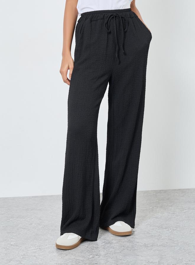 Take Two Textured Wide Leg Pants with Drawstring - Image 2