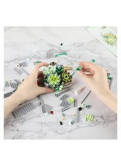 Y&D Mini Bricks Bonsai Model Simulation Succulent Plant Set, Creative DIY Flower Particle Botanical Collection Construction Building Blocks Toy  - Image 4