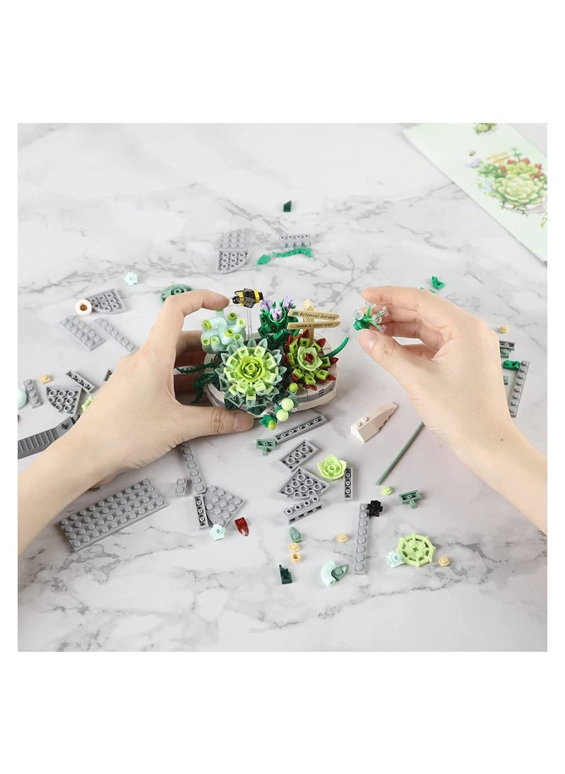 Y&D - Mini Bricks Bonsai Model Simulation Succulent Plant Set, Creative DIY Flower Particle Botanical Collection Construction Building Blocks Toy - Image 1