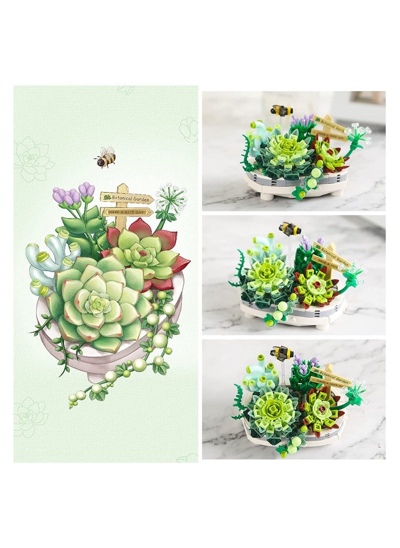 Y&D - Mini Bricks Bonsai Model Simulation Succulent Plant Set, Creative DIY Flower Particle Botanical Collection Construction Building Blocks Toy - Image 1
