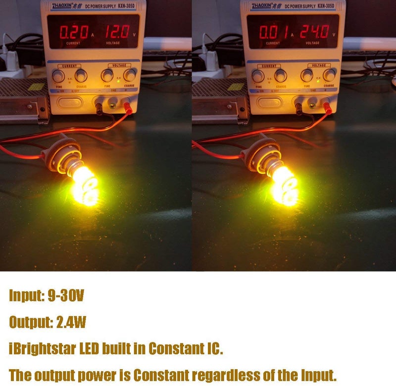 iBrightstar Newest 9-30V Extremely Bright 7507 PY21W BAU15S 2641A LED Bulbs Replacement for Turn Signal Lights, Amber Yellow - Image 4
