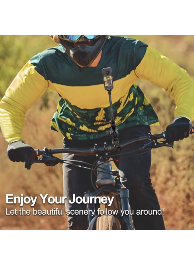 والالا طقم تثبيت كاميرا الحركة للدراجات النارية، مشابك تثبيت على مقود الدراجة، عصا سيلفي قابلة للتعديل وغير مرئية بمشبك مزدوج متوافقة مع كاميرات Insta 360 X4 X5 و GoPro، لتسجيلات ركوب الدراجات - Image 5