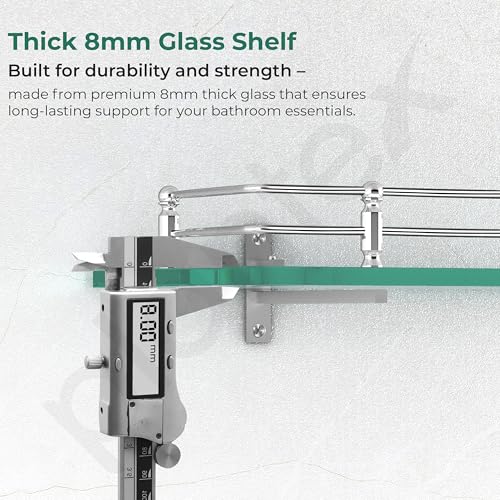 Plantex Premium Transparent Glass Shelf for Bathroom Wall/Bathroom Organizer/Storage Rack for Kitchen/Living Room (Polished, 12x6 - Pack of 1) - Image 5