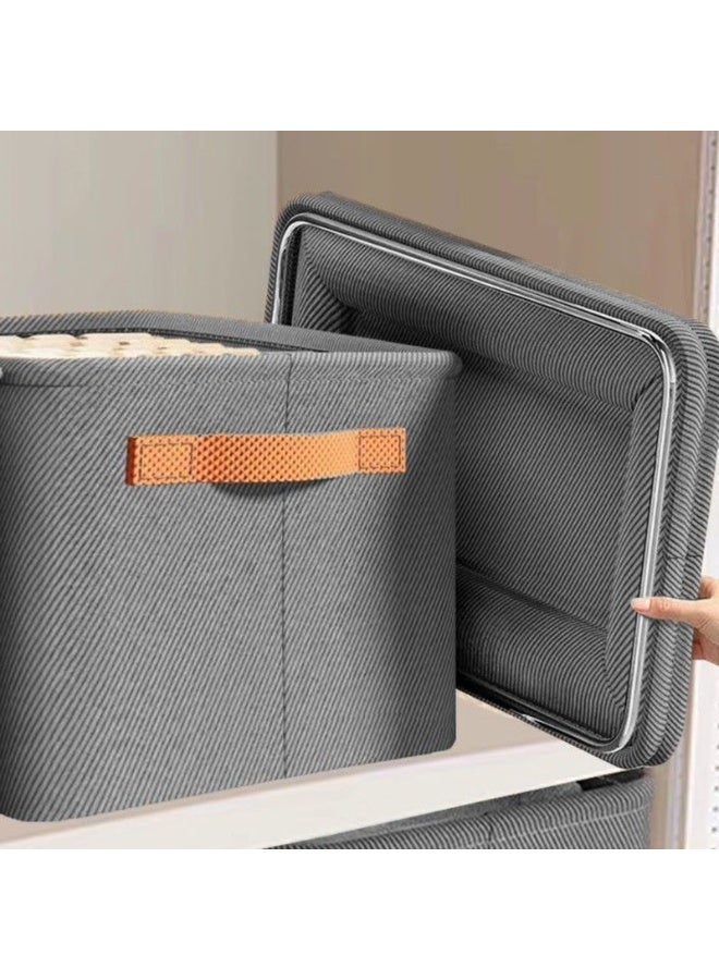 Living Fabric Clothing Storage Box 42x28x25 cm for Wardrobe and Drawer Organization with Sturdy Side Handles and Modern Design - Image 3