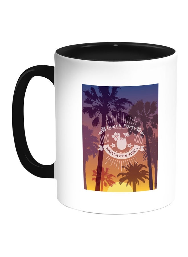 RYN Beach Party Printed Coffee Mug Blue/White/Black 11ounce