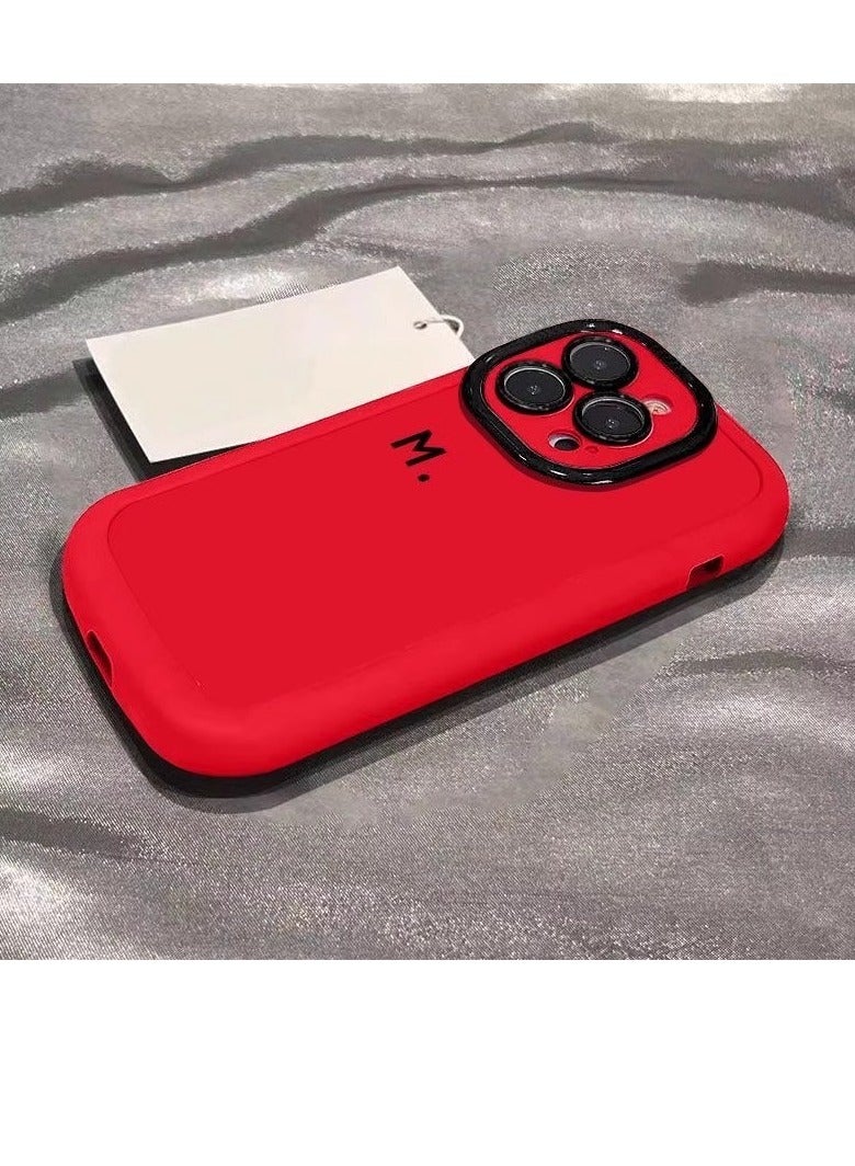 NIBEMINENT Minimalist Painted M Letter Protective TPU Case Cover For iPhone 16 Plus, Chinese Red