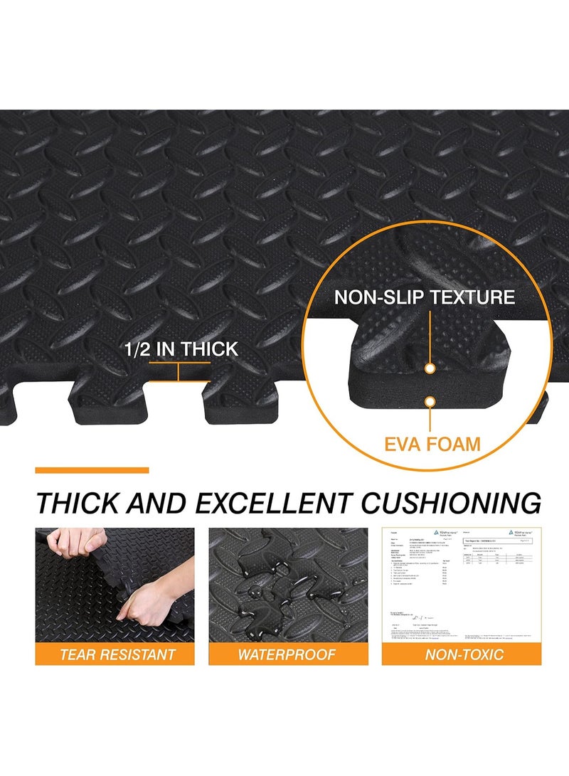 Mat Block Interlocking Foam Tiles Puzzle Mats for Floor 48 SQ FT, 1/2 inch, 12 Tiles, EVA Gym Mat Flooring Exercise Equipment Mat for Home Gym Equipment - Image 2