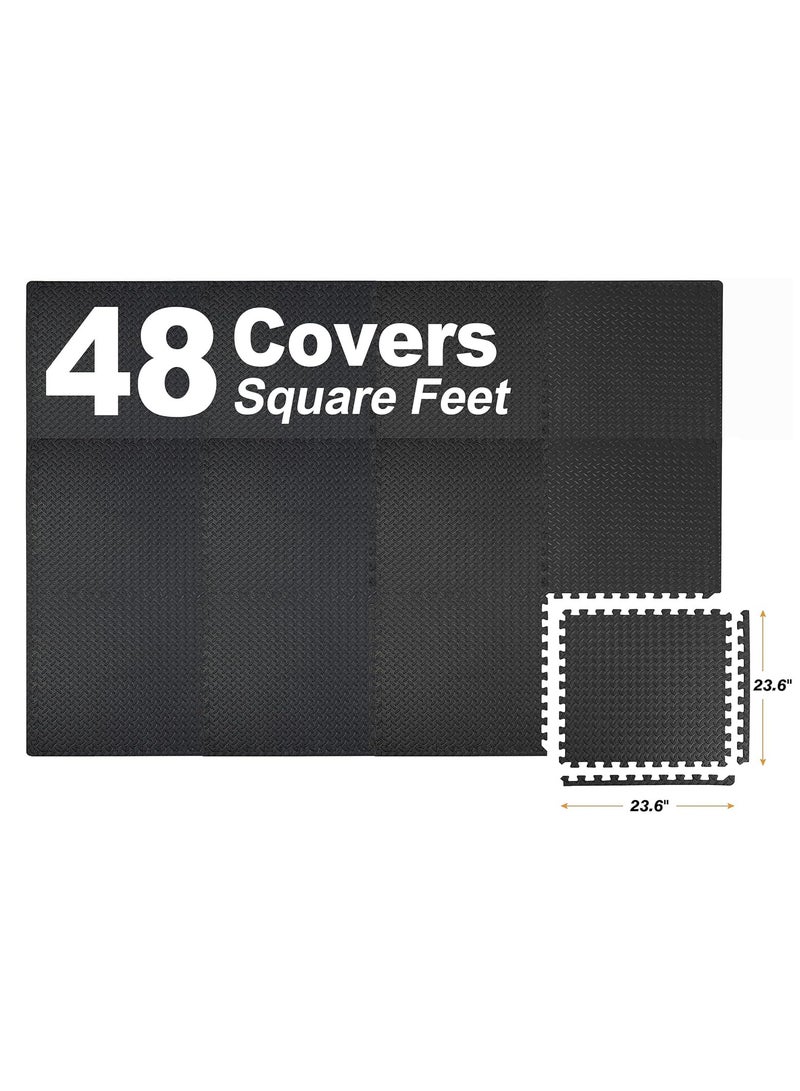 Mat Block Interlocking Foam Tiles Puzzle Mats for Floor 48 SQ FT, 1/2 inch, 12 Tiles, EVA Gym Mat Flooring Exercise Equipment Mat for Home Gym Equipment - Image 3