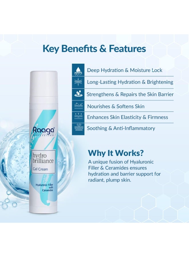 Raaga Professional Hydro Brilliance Gel Cream | Hyaluronic Filler with Ceramides |55ml - Image 2