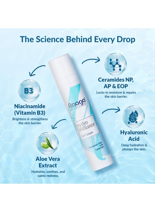 Raaga Professional Hydro Brilliance Gel Cream | Hyaluronic Filler with Ceramides |55ml - Image 4