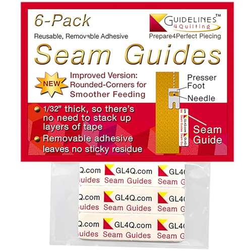 Guidelines4quilting 6-Pack Seam Guides - Peel-and-Stick, Removable Adhesive Leaves No Residue. Accurate Fabric Guide for Sewing. Perfect Height for Double-Layered Fabric. Fits All Sewing Machines - Image 1