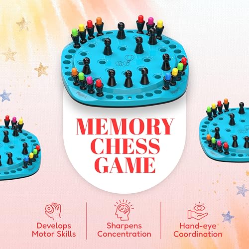 FLYI Combo of 2-in-1 BLOWEST Colorful Memory Chess & XOX Game for Kids & Adults, 3+ Years, Memory Match Stick Chess Game, Family Funny Block Board Games, Brain Training & Educational Board Games - Image 2