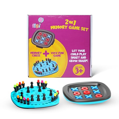 FLYI Combo of 2-in-1 BLOWEST Colorful Memory Chess & XOX Game for Kids & Adults, 3+ Years, Memory Match Stick Chess Game, Family Funny Block Board Games, Brain Training & Educational Board Games - Image 1