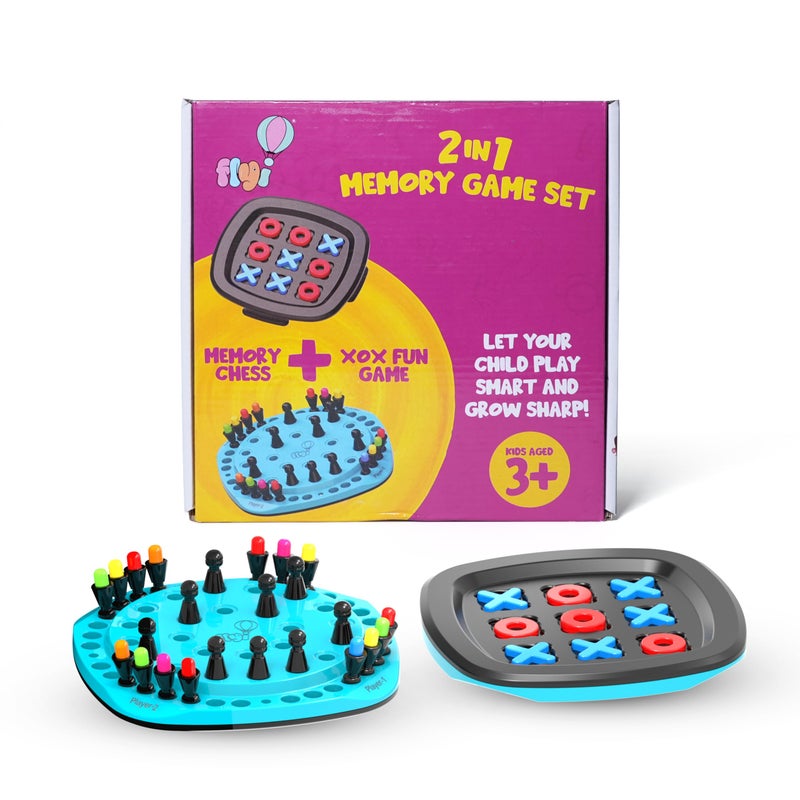 FLYI Combo of 2-in-1 BLOWEST Colorful Memory Chess & XOX Game for Kids & Adults, 3+ Years, Memory Match Stick Chess Game, Family Funny Block Board Games, Brain Training & Educational Board Games - Image 5