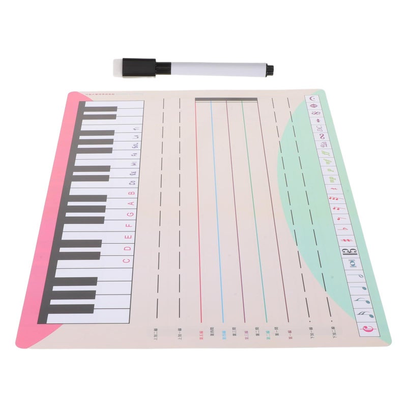 Dry Erase Music Staff White Board 11.67x8.25 Inch with Marker for Note Practice Classroom Home - Image 2