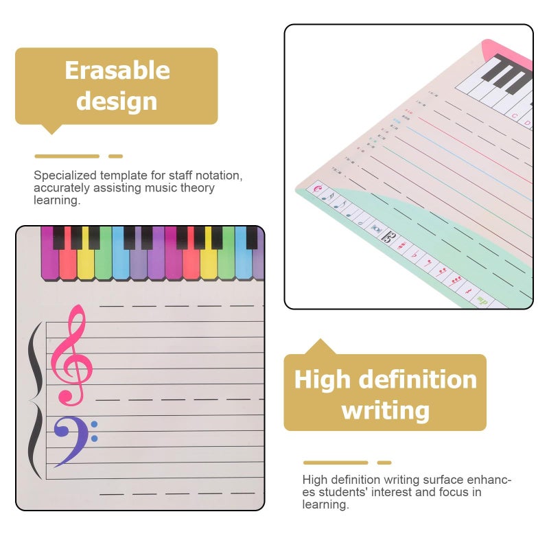 Dry Erase Music Staff White Board 11.67x8.25 Inch with Marker for Note Practice Classroom Home - Image 4