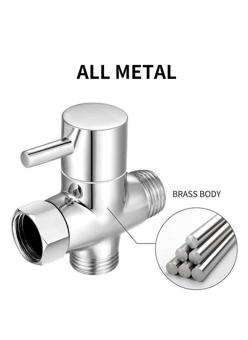 Peachjoy - G1/2" Shower Head Diverter Valve, Solid Brass Shower Arm Diverter Valve for Hand Held Showerhead and Fixed Spray Head, 20mm Diameter 3-Way Universal Shower System Replacement Part (Chrome Finish) - Image 1