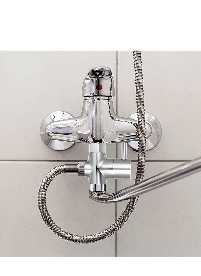 Peachjoy - G1/2" Shower Head Diverter Valve, Solid Brass Shower Arm Diverter Valve for Hand Held Showerhead and Fixed Spray Head, 20mm Diameter 3-Way Universal Shower System Replacement Part (Chrome Finish) - Image 1