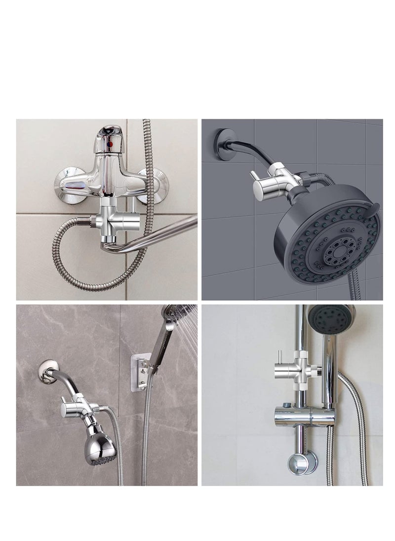 Peachjoy - G1/2" Shower Head Diverter Valve, Solid Brass Shower Arm Diverter Valve for Hand Held Showerhead and Fixed Spray Head, 20mm Diameter 3-Way Universal Shower System Replacement Part (Chrome Finish) - Image 1