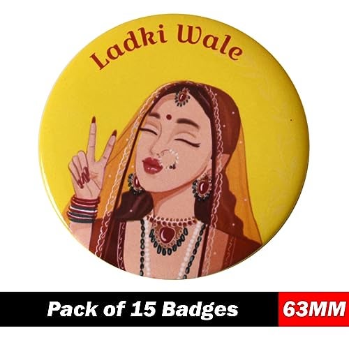 Papboo Ladki Wale, Team Groom Glossy Finished Wedding Badges (Multicolor, 54 Mm) Pack of 15 - Image 2