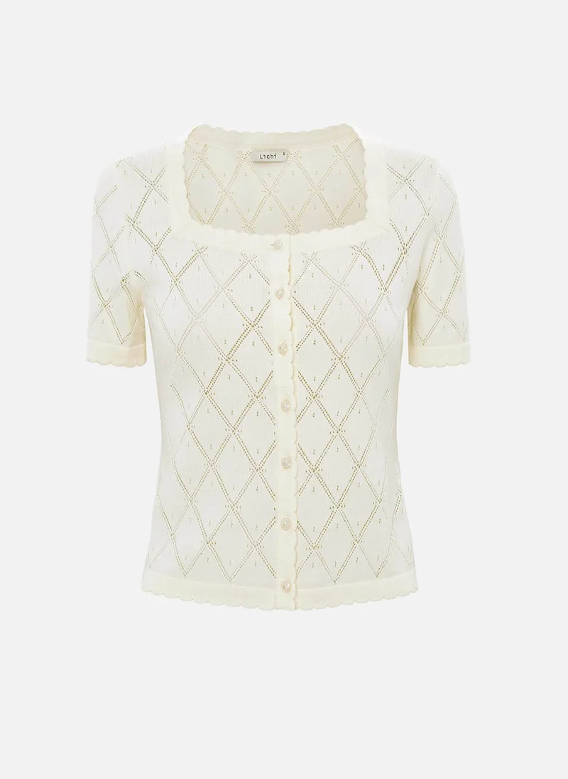 Lichi  Knitted cardigan with short sleeves for Women | Best Price UAE