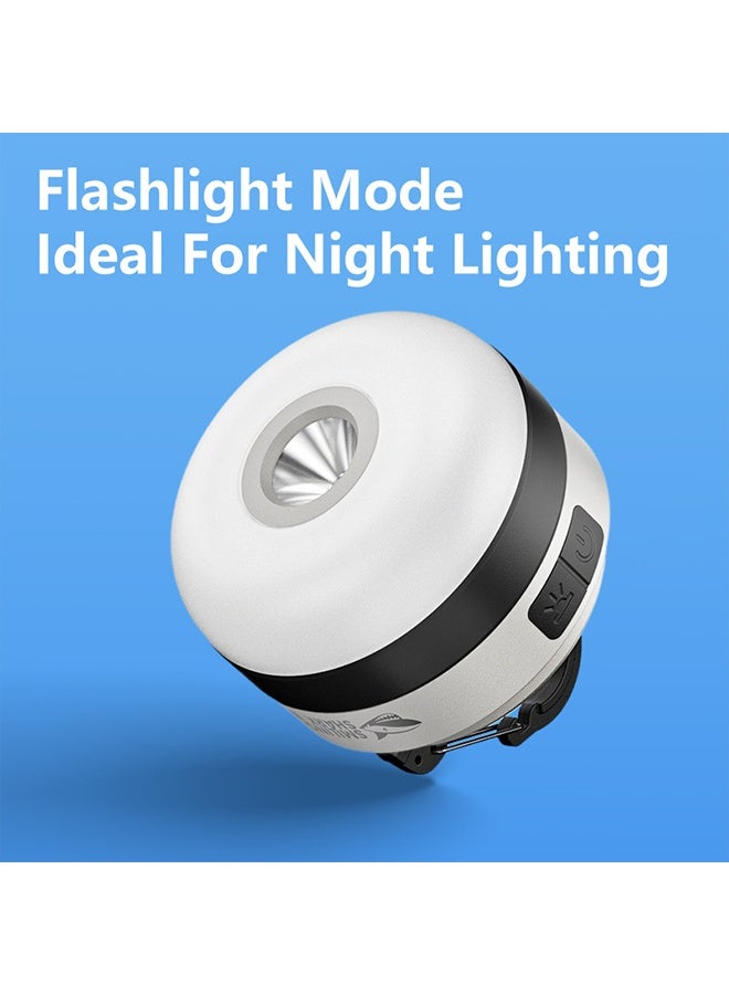 القرش المبتسم مصغرة LED التخييم ضوء، USB قابلة لإعادة الشحن والمحمولة الخيمة ضوء، 6 أوضاع الضوء، 1200mAh بنك الطاقة، أضواء التخييم المحمولة للتخييم، الفناء، المشي لمسافات طويلة - Image 5