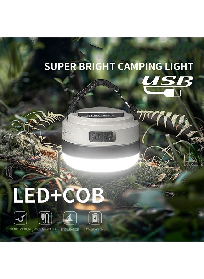 القرش المبتسم مصغرة LED التخييم ضوء، USB قابلة لإعادة الشحن والمحمولة الخيمة ضوء، 6 أوضاع الضوء، 1200mAh بنك الطاقة، أضواء التخييم المحمولة للتخييم، الفناء، المشي لمسافات طويلة - Image 2