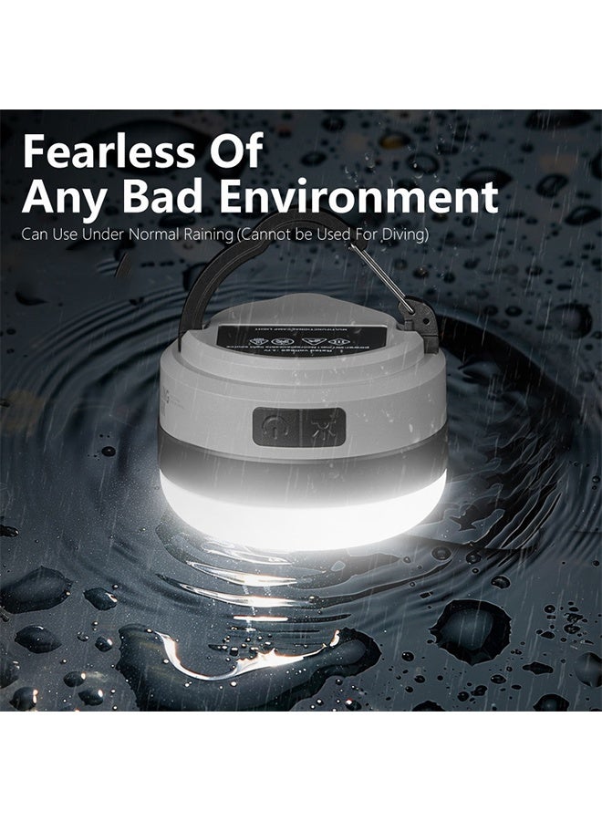 القرش المبتسم مصغرة LED التخييم ضوء، USB قابلة لإعادة الشحن والمحمولة الخيمة ضوء، 6 أوضاع الضوء، 1200mAh بنك الطاقة، أضواء التخييم المحمولة للتخييم، الفناء، المشي لمسافات طويلة - Image 3