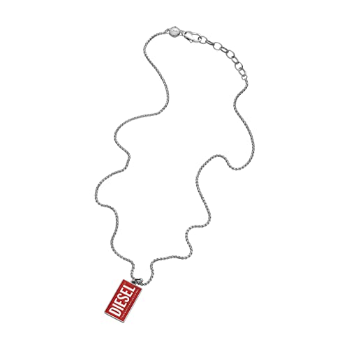 Diesel AllGender Stainless Steel Dog Tag Pendant Necklace Color SilverRed Model DX1368040 - Image 3