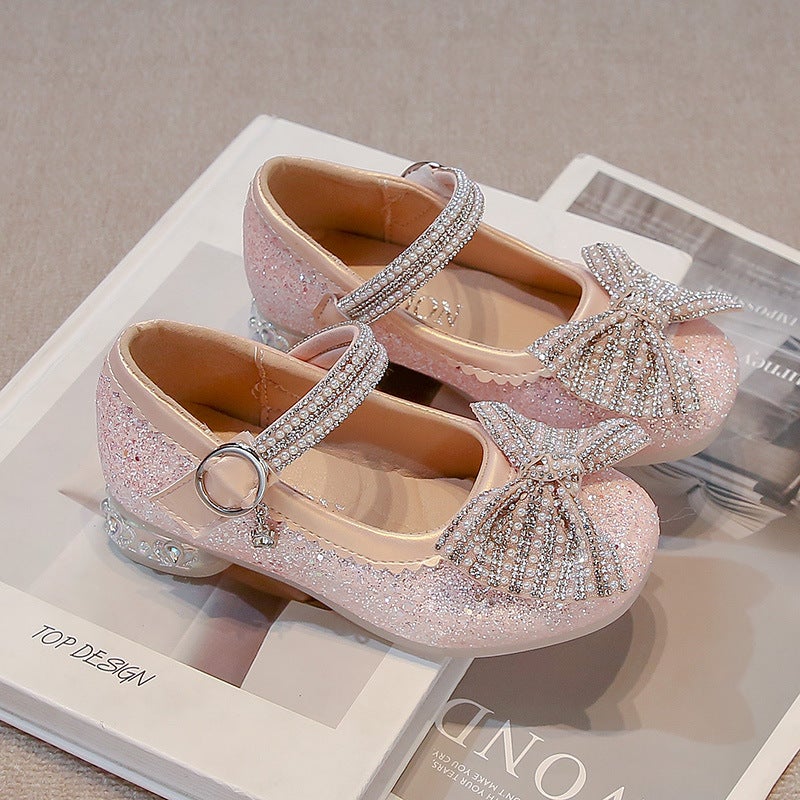 Girls'' Shoes Elsa High-Heeled Princess Shoes 2026 Spring and Autumn New Children''s Soft-Soled Crystal Shoes for Girls Soft-Soled Small Leather Shoes - Image 1