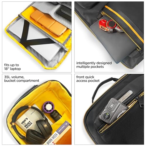 Nu Republic Voyager Drift Backpack for Men Women Office Casual 18-inch Laptop Bag Water-Resistant Multi-Pockets Sleek Smart College Backpack with Dual USB Port (Black) - Image 3