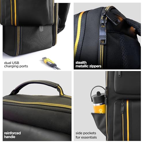Nu Republic Voyager Drift Backpack for Men Women Office Casual 18-inch Laptop Bag Water-Resistant Multi-Pockets Sleek Smart College Backpack with Dual USB Port (Black) - Image 5