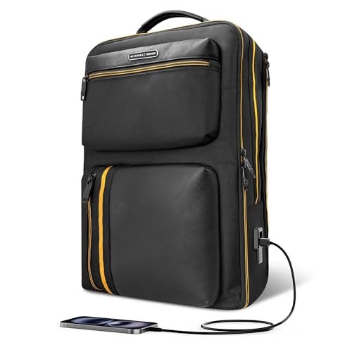 Nu Republic Voyager Drift Backpack for Men Women Office Casual 18-inch Laptop Bag Water-Resistant Multi-Pockets Sleek Smart College Backpack with Dual USB Port (Black) - Image 1