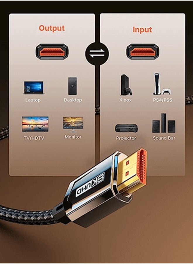 جساوكس كابل HDMI 8K طول 5 متر سرعة 48 جيجا يدعم 4k عند 120 هرتز و8K عند 60 هرتز - CV0046  - Image 4