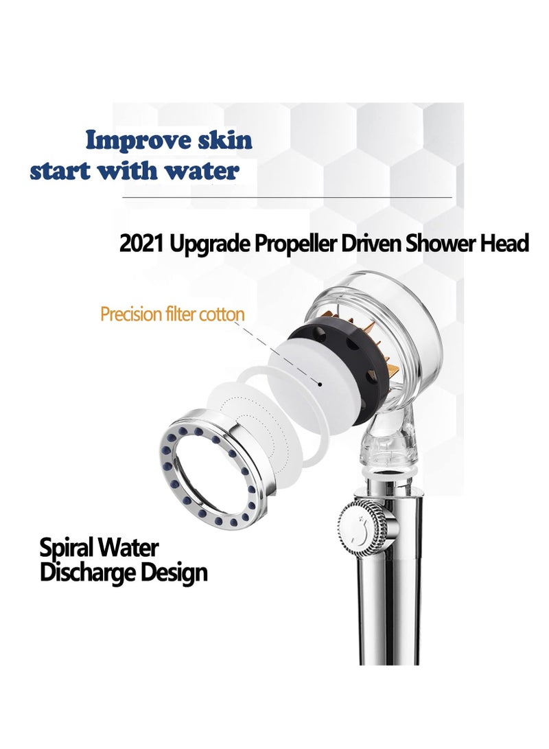 Excefore Shower Head, Shower Head with Hose, Handheld Turbocharged Pressure Propeller Shower, Turbo Spa Massage Shower Head - Image 2