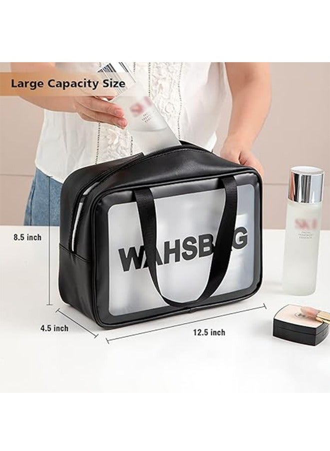 Premium Waterproof Travel Toiletry Bag -Waterproof Makeup Bag -Makeup Travel Bag Essentials -Travel Toiletry Bag -Makeup Bag Organizer- Large Capacity, Translucent Privacy Design And Durable PVC - Great For Hajj, Family Travel And Outdoor Use - Image 3