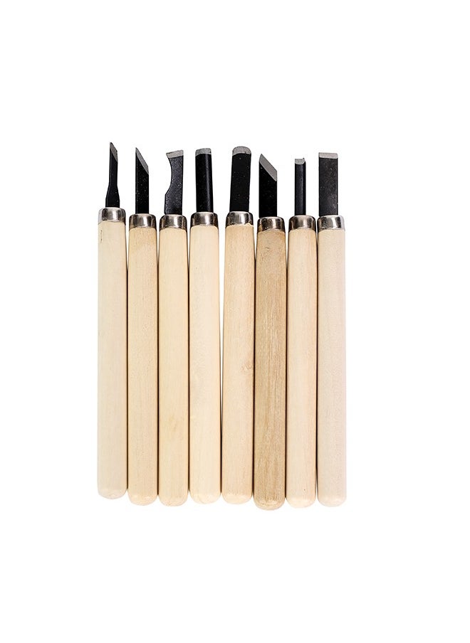 LAWAZIM Wood Carving Set -8 Piece- Professional Tools with Ergonomic Handles, Sharp Angled and Curved Blades, for Detailed Sculpting, Furniture Carving, DIY Woodcraft, and Fine Woodworking Projects  - Image 1