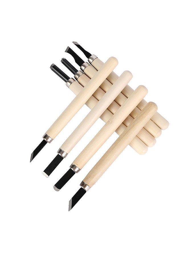 LAWAZIM Wood Carving Set -8 Piece- Professional Tools with Ergonomic Handles, Sharp Angled and Curved Blades, for Detailed Sculpting, Furniture Carving, DIY Woodcraft, and Fine Woodworking Projects  - Image 3