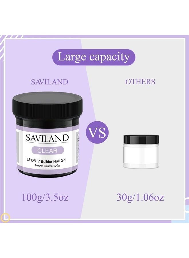 Saviland Saviland LED/U V Builder Nail Gel - 100ML/3.5 oz Large Capacity Clear Hard Gel for Nails, Nail Extension Gel Nail Strengthen Nail Hard Gel Builder Nail Gel Kit Nail Stuff for DIY Nail Art Manicure Set  - Image 2