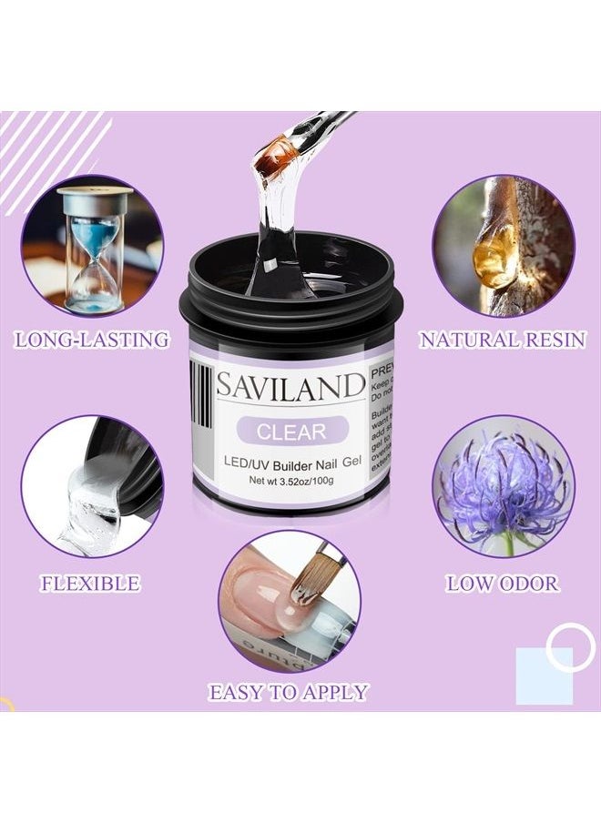 Saviland Saviland LED/U V Builder Nail Gel - 100ML/3.5 oz Large Capacity Clear Hard Gel for Nails, Nail Extension Gel Nail Strengthen Nail Hard Gel Builder Nail Gel Kit Nail Stuff for DIY Nail Art Manicure Set  - Image 5