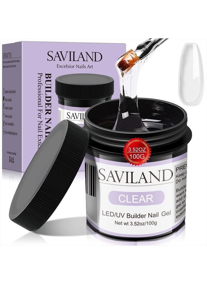 Saviland Saviland LED/U V Builder Nail Gel - 100ML/3.5 oz Large Capacity Clear Hard Gel for Nails, Nail Extension Gel Nail Strengthen Nail Hard Gel Builder Nail Gel Kit Nail Stuff for DIY Nail Art Manicure Set  - Image 1