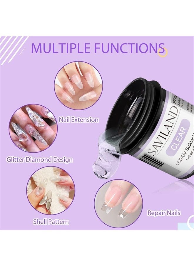 Saviland Saviland LED/U V Builder Nail Gel - 100ML/3.5 oz Large Capacity Clear Hard Gel for Nails, Nail Extension Gel Nail Strengthen Nail Hard Gel Builder Nail Gel Kit Nail Stuff for DIY Nail Art Manicure Set  - Image 3