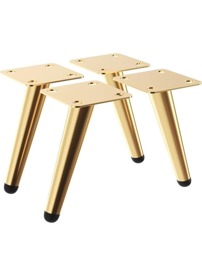 4 Pcs Gold Furniture Legs, 10 cm, Glossy Gold Sofa Legs, Cabinet Legs, Wardrobe Legs, Dresser & Nightstand Legs with Mounting Screws - Image 1