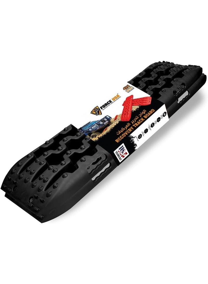 FORCE USA ألواح استعادة الجر 2 قطع - مسارات ثقيلة للطرق الوعرة للمركبات 4X4 - حصائر جر الإطارات الطارئة للسيارات الرياضية، جيب وشاحنة - مسارات استعادة مضادة للانزلاق في الرمال والطين والثلج - Image 1