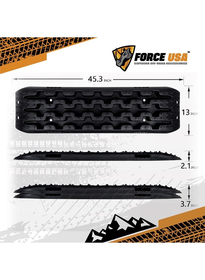 FORCE USA ألواح استعادة الجر 2 قطع - مسارات ثقيلة للطرق الوعرة للمركبات 4X4 - حصائر جر الإطارات الطارئة للسيارات الرياضية، جيب وشاحنة - مسارات استعادة مضادة للانزلاق في الرمال والطين والثلج - Image 3