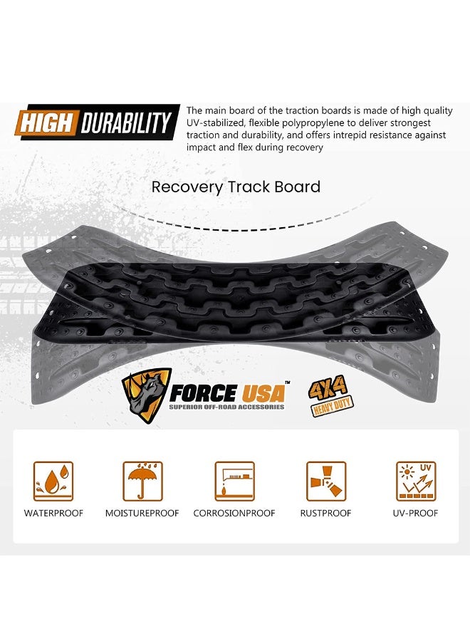 FORCE USA ألواح استعادة الجر 2 قطع - مسارات ثقيلة للطرق الوعرة للمركبات 4X4 - حصائر جر الإطارات الطارئة للسيارات الرياضية، جيب وشاحنة - مسارات استعادة مضادة للانزلاق في الرمال والطين والثلج - Image 5