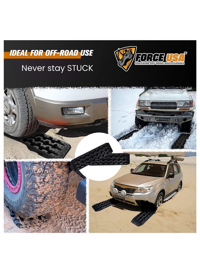 FORCE USA ألواح استعادة الجر 2 قطع - مسارات ثقيلة للطرق الوعرة للمركبات 4X4 - حصائر جر الإطارات الطارئة للسيارات الرياضية، جيب وشاحنة - مسارات استعادة مضادة للانزلاق في الرمال والطين والثلج - Image 4